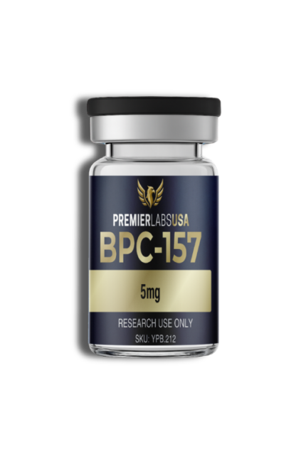 Premier Labs USA BPC-157 peptide vial for laboratory research, manufactured in the USA and third-party tested for purity and quality.
