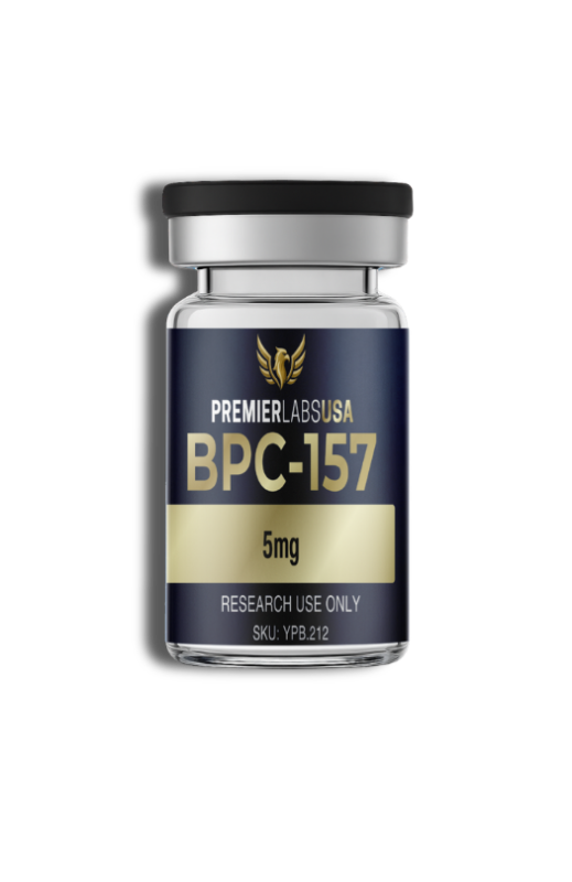 Premier Labs USA BPC-157 peptide vial for laboratory research, manufactured in the USA and third-party tested for purity and quality.