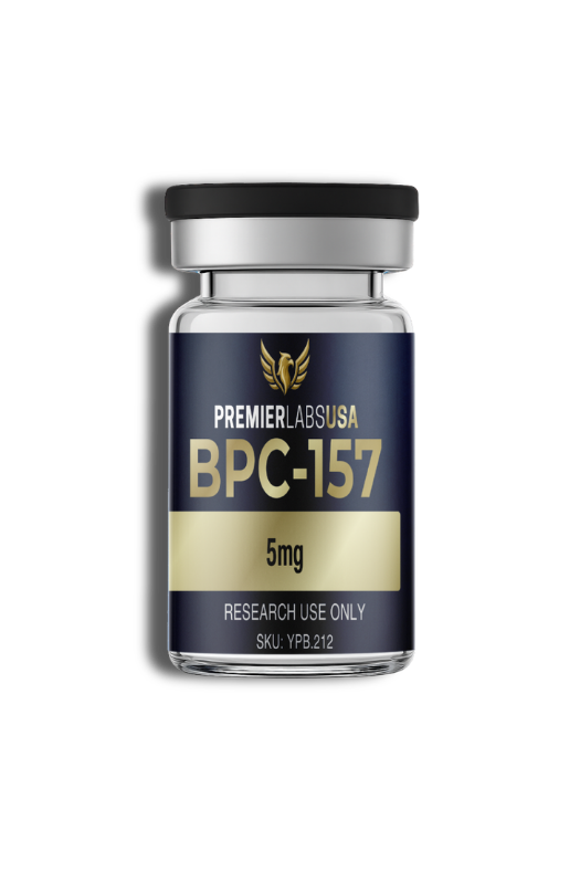 Premier Labs USA BPC-157 peptide vial for laboratory research, manufactured in the USA and third-party tested for purity and quality.